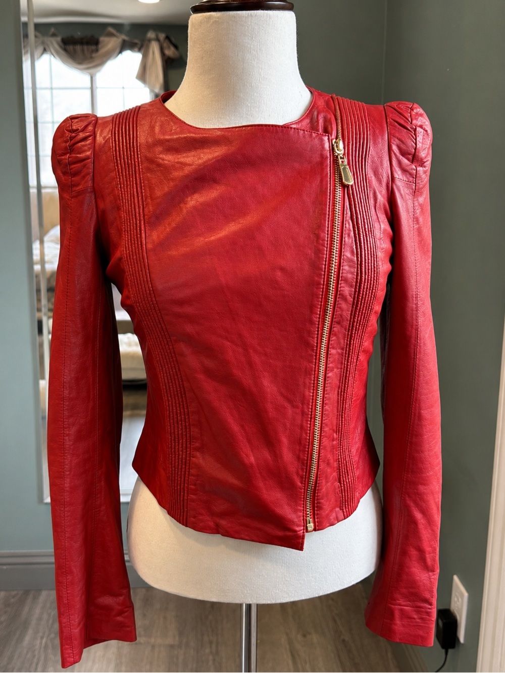 Red Lamb Leather Fitted Jacket